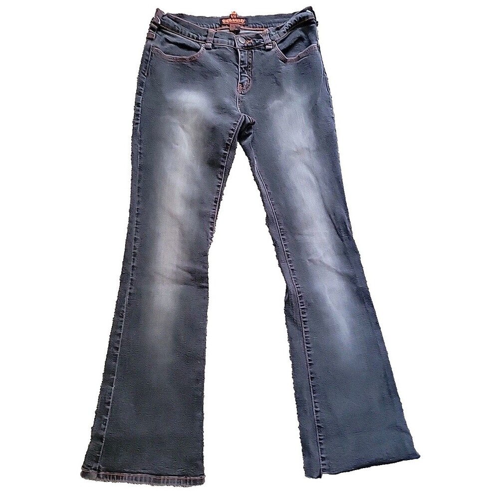 Dollhouse Jeans Womens 5 Black Flare Bootcut Denim Stretch Y2K Button Pockets
